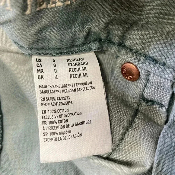 American Eagle Distressed Skinny Light Green High Rise Jeans Size 0 - Picture 11 of 11